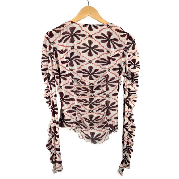 Free People Through‎ the Meadow Top white sand floral sz S - Picture 4 of 9